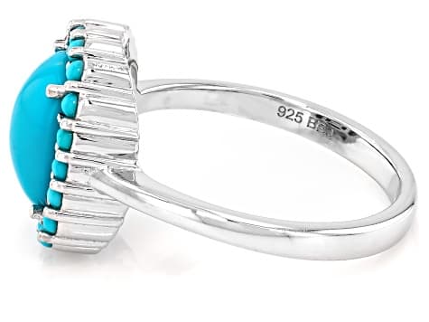 Sleeping Beauty Turquoise Rhodium Over Sterling Silver Ring