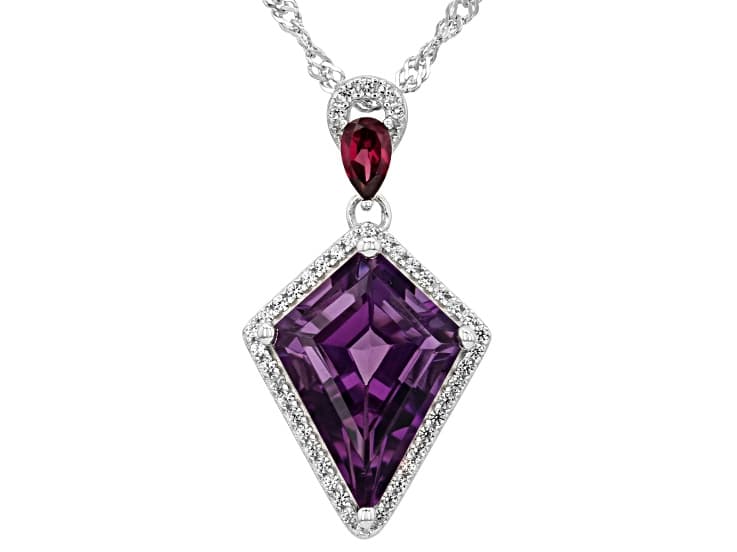 Purple Canela Amethyst Rhodium Over Sterling Silver Pendant With Chain 6.49ctw