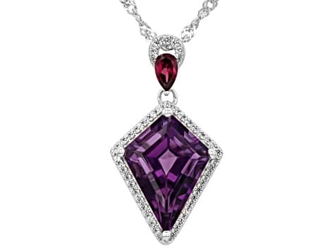Purple Canela Amethyst Rhodium Over Sterling Silver Pendant With Chain 6.49ctw