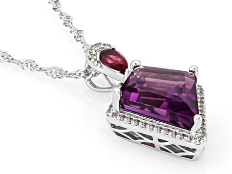 Purple Canela Amethyst Rhodium Over Sterling Silver Pendant With Chain 6.49ctw