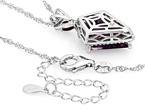 Purple Canela Amethyst Rhodium Over Sterling Silver Pendant With Chain 6.49ctw