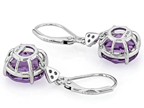 Purple Canela Amethyst Rhodium Over Sterling Silver Earrings 5.89ctw
