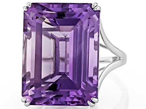 Purple Canela Amethyst Rhodium Over Sterling Silver Ring 17.00ct