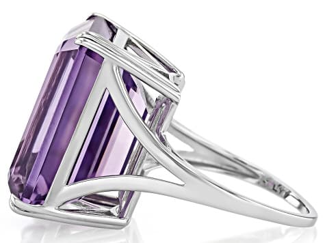 Purple Canela Amethyst Rhodium Over Sterling Silver Ring 17.00ct