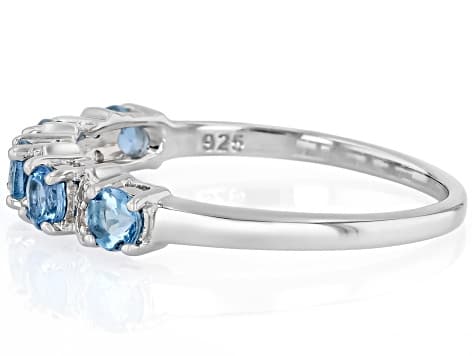 Blue Ofiki Nigerian Aquamarine With White Zircon Rhodium Over Sterling Silver Ring 0.47ctw
