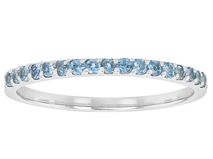 Blue Ofiki Nigerian Aquamarine Rhodium Over Sterling Silver Ring 0.22ctw