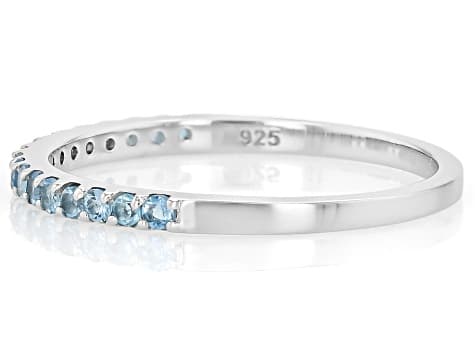 Blue Ofiki Nigerian Aquamarine Rhodium Over Sterling Silver Ring 0.22ctw