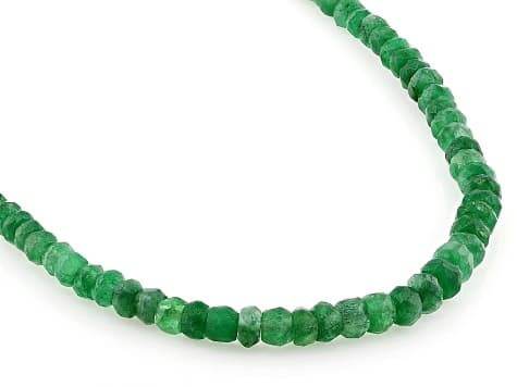 Green Emerald Rhodium Over Sterling Silver Necklace