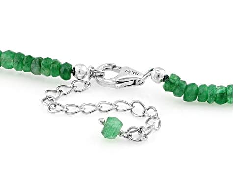 Green Emerald Rhodium Over Sterling Silver Necklace