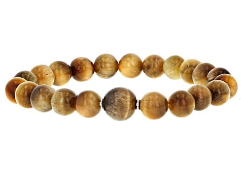 Multi-Color Tiger's Eye Rhodium Over Sterling Silver Stretchable Bracelet Set Of 3