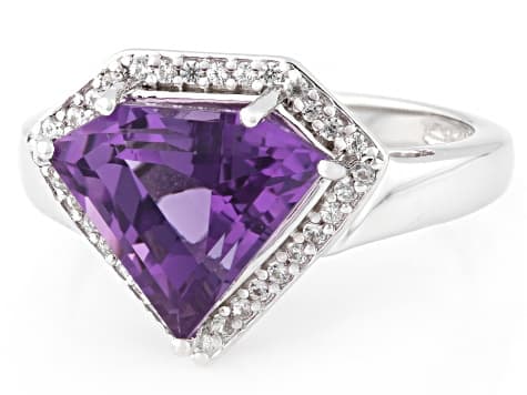 Purple Canela Amethyst Rhodium Over Sterling Silver Ring 3.62ctw