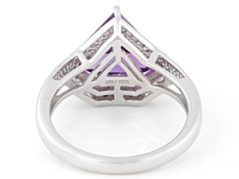 Purple Canela Amethyst Rhodium Over Sterling Silver Ring 3.62ctw