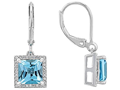 Swiss Blue Topaz Platinum Over Sterling Silver Earrings 4.01ctw