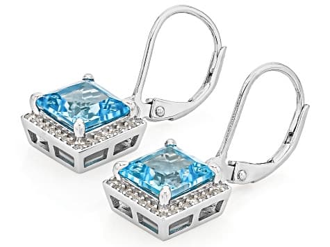 Swiss Blue Topaz Platinum Over Sterling Silver Earrings 4.01ctw