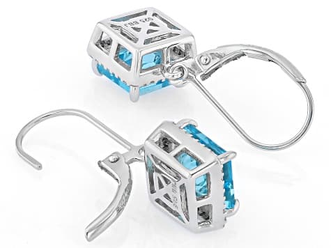 Swiss Blue Topaz Platinum Over Sterling Silver Earrings 4.01ctw