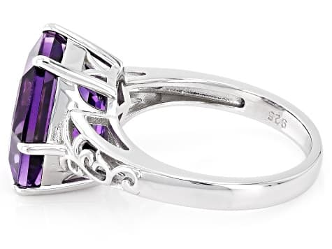 Purple Canela Amethyst Rhodium Over Sterling Silver Ring 5.19ct