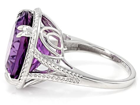 Purple Canela Amethyst Rhodium Over Sterling Silver Solitaire Ring 11.05ct