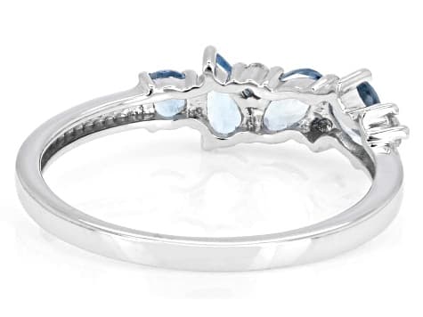 Blue Ofiki Aquamarine Rhodium Over Sterling Silver Ring 0.56ctw