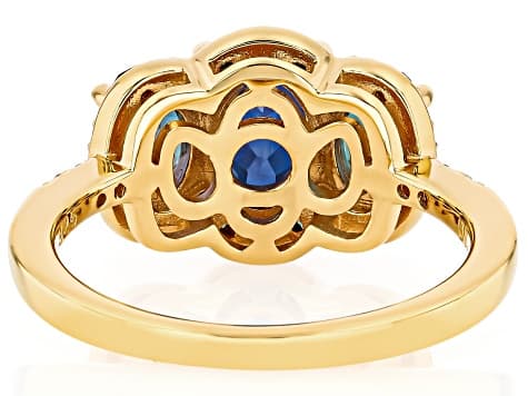 Blue Lab Created Alexandrite 18k Yellow Gold Over Silver Ring 2.26ctw