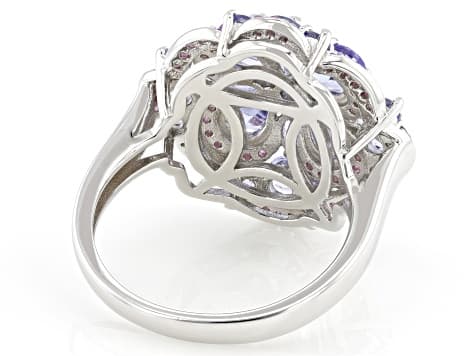 Blue Tanzanite Rhodium Over Sterling Silver Ring 2.97ctw