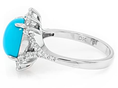 Sleeping Beauty Turquoise with Prazana® Lab Grown Diamonds F-G VS-SI Rhodium Over Silver Ring