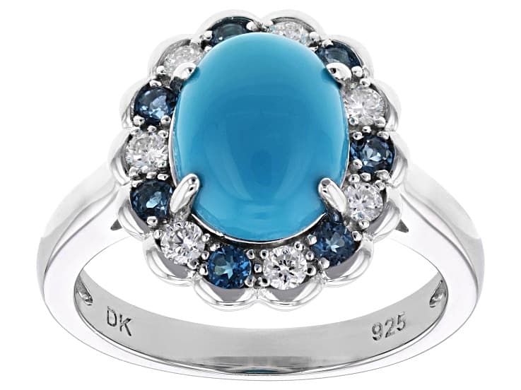 Sleeping Beauty Turquoise Rhodium Over Sterling Silver Ring 0.44ctw