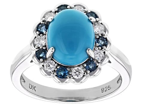 Sleeping Beauty Turquoise Rhodium Over Sterling Silver Ring 0.44ctw