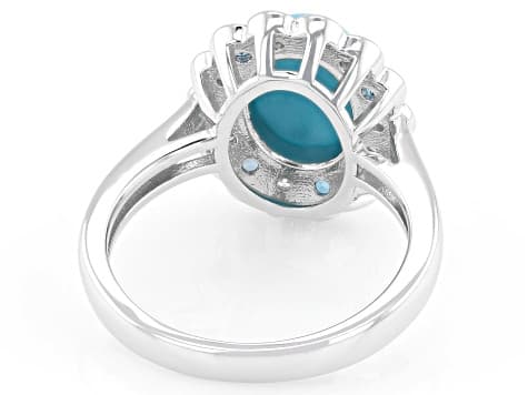 Sleeping Beauty Turquoise Rhodium Over Sterling Silver Ring 0.44ctw