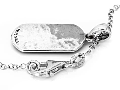 Two-Tone Sterling Silver & 14K Gold Over Silver Inscription Dog tag Pendant With 18" Rolo Chain