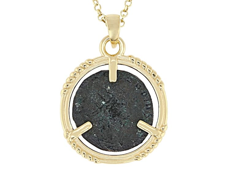 Constantine Coin 14K Gold Over Sterling Silver Pendant With 18" Chain