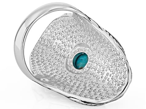 Mixed Shapes Blue Turquoise Rhodium Over Sterling Silver Ring