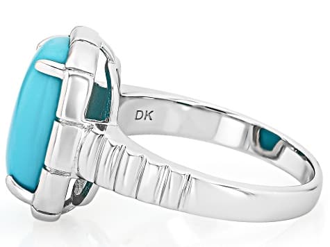 Blue Sleeping Beauty Turquoise Rhodium Over Silver Ring