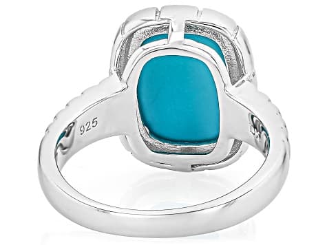 Blue Sleeping Beauty Turquoise Rhodium Over Silver Ring