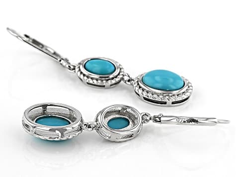Blue Sleeping Beauty Turquoise Rhodium Over Sterling Silver Earrings