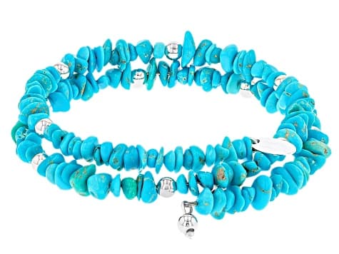 Blue Sleeping Beauty Turquoise Sterling Silver Wrap Bracelet