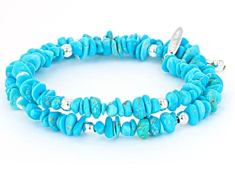 Blue Sleeping Beauty Turquoise Sterling Silver Wrap Bracelet