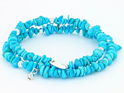 Blue Sleeping Beauty Turquoise Sterling Silver Wrap Bracelet