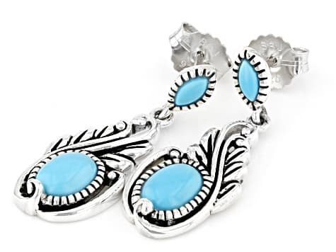 Blue Sleeping Beauty Turquoise Rhodium Over Silver Earrings