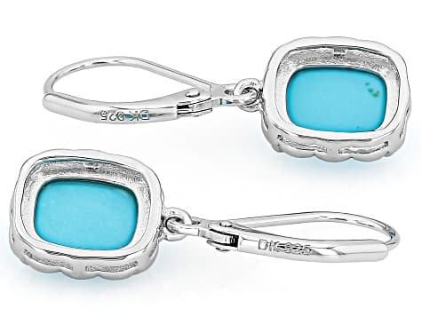9x7mm Rectangular Cushion Sleeping Beauty Turquoise Rhodium Over Sterling Silver Earrings