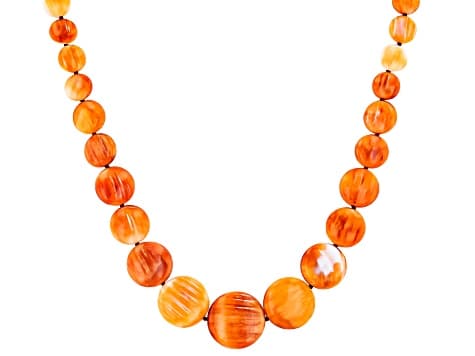 Orange Spiny Oyster Shell Sterling Silver Necklace