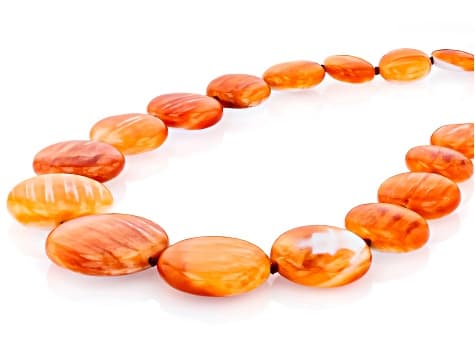 Orange Spiny Oyster Shell Sterling Silver Necklace