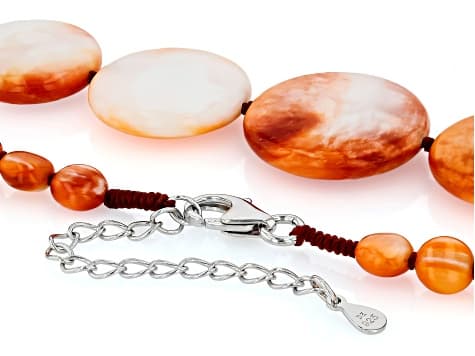 Orange Spiny Oyster Shell Sterling Silver Necklace