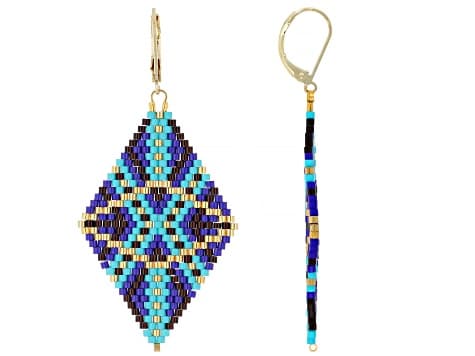 Multi Color Glass beads 18K Yellow Plated Earrings