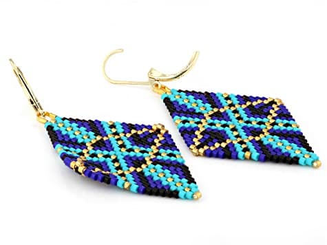 Multi Color Glass beads 18K Yellow Plated Earrings