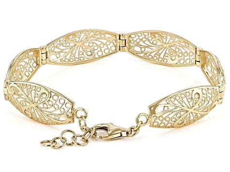18K Yellow Gold Over Sterling Silver Filigree Bracelet