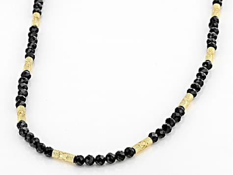 Black Spinel 18k Yellow Gold Over Sterling Silver Necklace 4mm