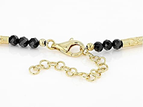 Black Spinel 18k Yellow Gold Over Sterling Silver Necklace 4mm