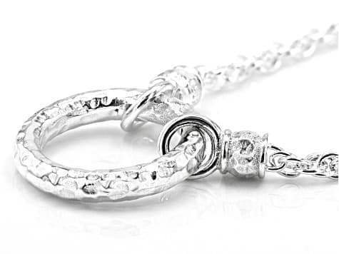 Platinum Over Sterling Silver 3mm Rope Chain 22" Necklace