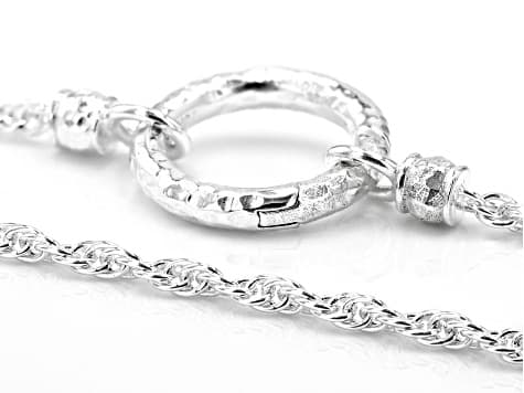 Platinum Over Sterling Silver 3mm Rope Chain 22" Necklace