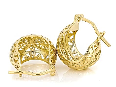 18K Gold Over Sterling Silver Filigree Bubble Hoop Earrings